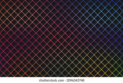 Abstract black 3D geometric square pattern on trendy color blurred background in technology style. Modern futuristic rhombus shape pattern. Can use for cover template, poster. Vector illustration