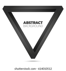 Abstract black 3d impossible triangle sign on white background. Vector illustration