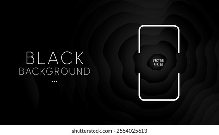 Abstract black 3d shapes geometry lines art template. Wave pattern wallpaper.Minimal dark background texture landing page. Social media black friday sale post. Futuristic tech innovation vector EPS10.
