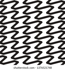 Abstract black 3D wave endless on white background. Vector pattern.