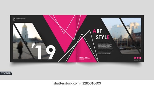 Abstract black a4 brochure cover design. Fancy info banner frame. Modern ad flyer text. Annual report binder. Title sheet model set. Fancy vector front page. City font blurb art. Red line figure icon