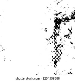 Abstract black aAbstract black and white vector background. Monochrome vintage surface with dirty pattern in cracks, spots, dots. Old painted wall in dark horror style design. Grunge overlay layer.nd 