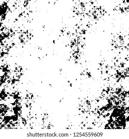 Abstract black aAbstract black and white vector background. Monochrome vintage surface with dirty pattern in cracks, spots, dots. Old painted wall in dark horror style design. Grunge overlay layer.nd 