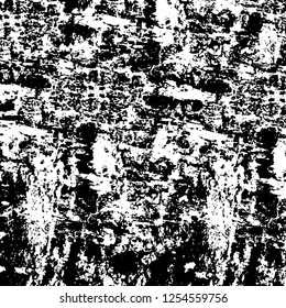 Abstract black aAbstract black and white vector background. Monochrome vintage surface with dirty pattern in cracks, spots, dots. Old painted wall in dark horror style design. Grunge overlay layer.nd 