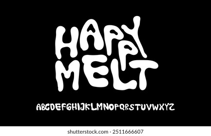 Abstractas alfabeto negro. Líquido negro ABC aislado sobre fondo blanco. Diseño de tipografía brutal. estilo de brutalismo de Ilustración vectorial. Alfabeto moderno estupendo. Letras funky.