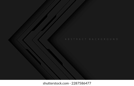 Abstract black arrow cyber line circuit direction geometric on grey blank space futuristic technology design modern vector illustration.