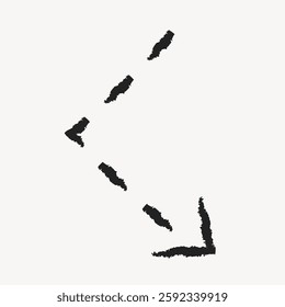 Abstract black arrow design on a white background. The arrow points diagonally. Black arrow elements create a modern, minimalist look. Arrow stands out boldly. Isolated vector element.