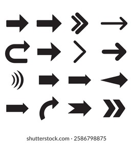 abstract black arrow icon set sign symbol design with isolated on white background vector illustration art. back right left forwarding arrows direction button-simple eps 10 graphics collection. 