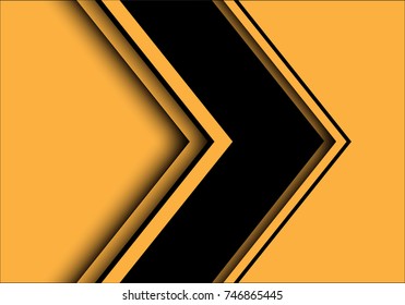 Abstract black arrow overlap on yellow background design modern futuristic background vector illustration.