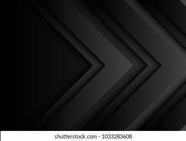 Abstract black arrows on black background with paper cut style.For business template.Vector illustration.