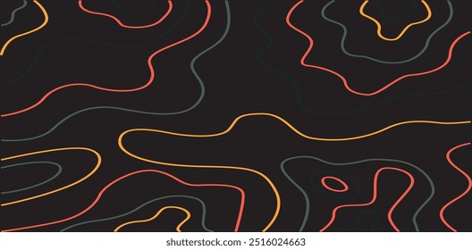 Abstract black backgroun with colorful curved lines. black business lines wave curves with gradient abstract background. Print