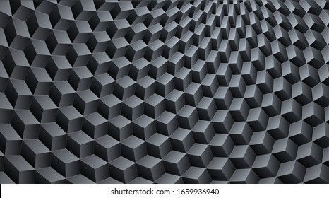 Abstract black background with 3d cubes. Abstract mosaic of black colors cubes