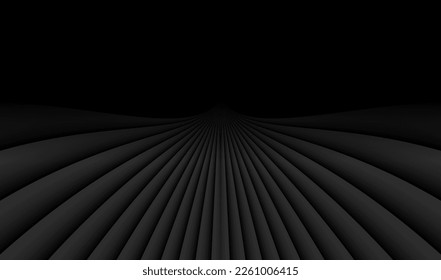 Abstract black background with 3d lines pattern and copy space,  architecture minimal dark gray striped vector background illustration for business presentation, 3d architectural perspective design