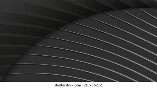 Abstract black background with 3d stripes creating pattern. Vector illustration