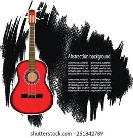 abstract black background . the acoustic guitars. Musik Jazz concept.