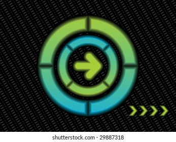 abstract black background with arrow in circle
