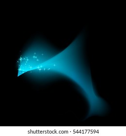 Abstract black background with blue light, the shape of spirit or animal.