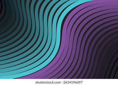 Abstract black background with blue and purple lines and waves. Vector illustration of background.