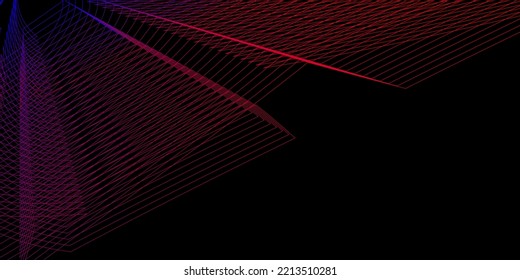 Abstract black background with blue and red lines