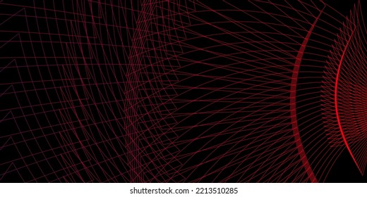 Abstract black background with blue and red lines