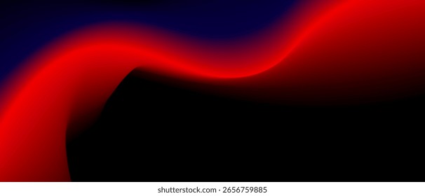 Abstract black background with blue and red gradient and waves isolated on a black. Vector illustration of background.