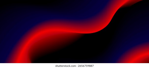 Abstract black background with blue and red gradient and waves isolated on a black. Vector illustration of background.