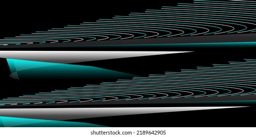 Abstract black background with blue and silver lines