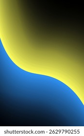 Abstract black background with blue and yellow gradient waves. Vector illustration of background.