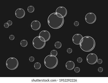 Abstract black background with bubbles. Vector illustration