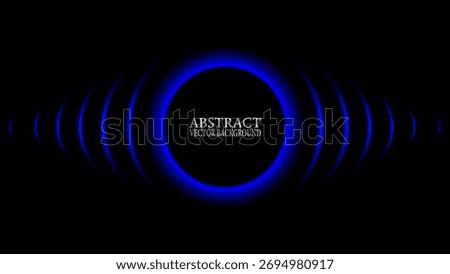 Abstract black background with central glowing blue circle and radiating light waves, perfect for futuristic, technology, music, or energy concepts