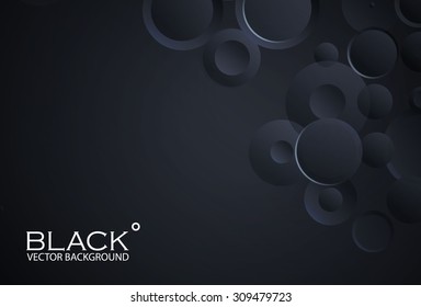 Abstract black background with circle elements. Vector illustration