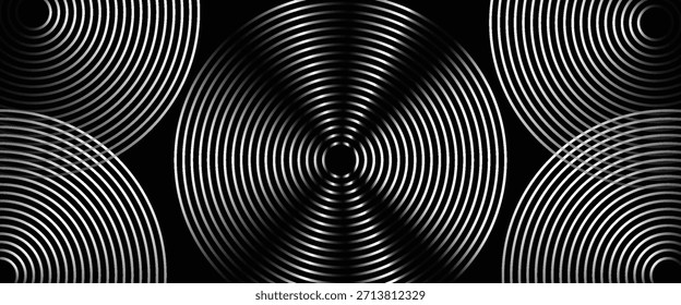 Plano de fundo preto abstrato com padrão de linha circular. Textura da linha de metal. Design criativo de linhas de gradiente preto brilhante moderno. Adequado para papéis de parede, fundos, banners, cartazes.