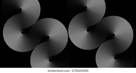 Abstract black background with circle line pattern. Metal line texture. Modern shiny black gradient lines creative design. Suitable for wallpapers, backgrounds, banners, posters. vector