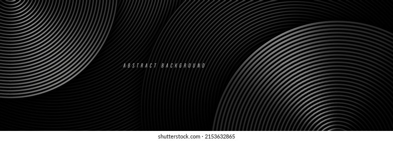 Abstract black background and circle lines pattern  Black metal lines texture  Modern shiny black   gray gradient lines creative design  Suit for wallpaper  backdrop  banner  poster 