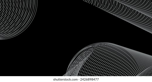 Abstract black background with circle lines pattern. Black metal lines texture. Modern shiny black and gray gradient lines creative design.