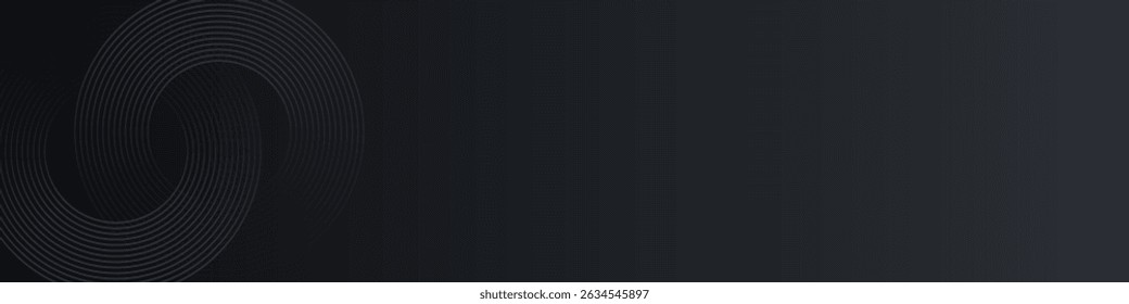 Abstract black background with circle lines pattern. Black metal lines texture. Modern shiny black and gray gradient lines creative design. Suit for wallpaper