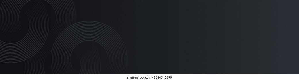 Abstract black background with circle lines pattern. Black metal lines texture. Modern shiny black and gray gradient lines creative design. Suit for wallpaper