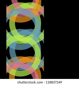 Abstract black background with circles of different colors