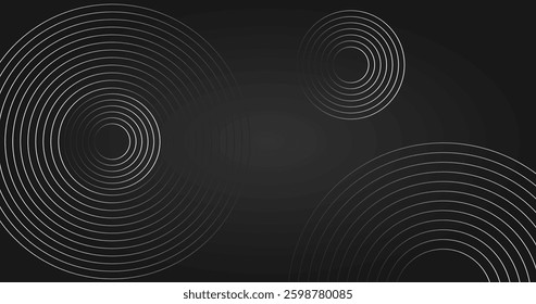 Abstract black background with circles and lines. Vector illustration design