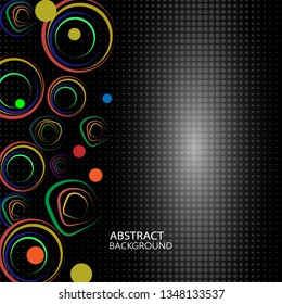 
Abstract black background with color circles