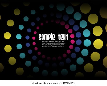 fondo negro abstracto con ilustraciones punteadas coloridas