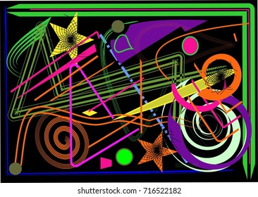 abstract black background with colorful dynamic shapes