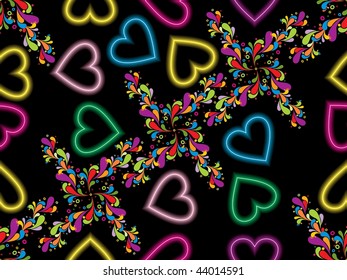 abstract black background with colorful heart shape, creative artwork
