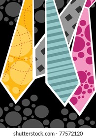 abstract black background with colorful tie, vector illustration