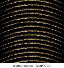 Resumen de fondo negro con una combinación de puntos dorados brillantes. Círculo dorado texturado