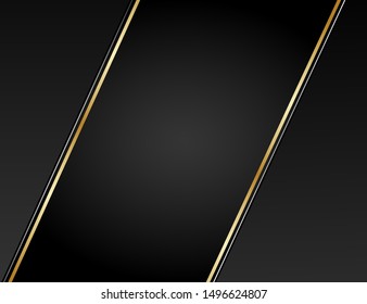 Abstract black background with a combination stripe line gold. Luxury backdrop dark and structure carbon vector design