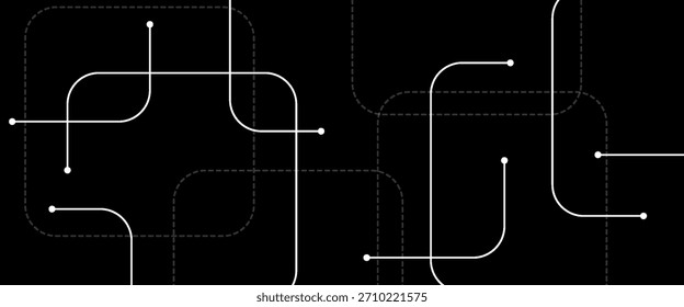 abstract black background. Abstract connect lines and dots circuit, simple technology graphic background, vector design network technology and connection concept.