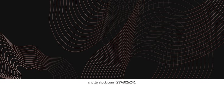 Abstract black background with contour lines. Digital future technology concept. vector illustration.