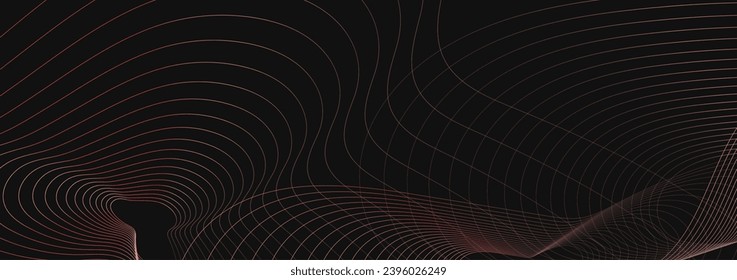 Abstract black background with contour lines. Digital future technology concept. vector illustration.