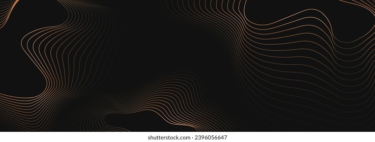 Abstract black background with contour lines. Digital future technology concept. vector illustration.